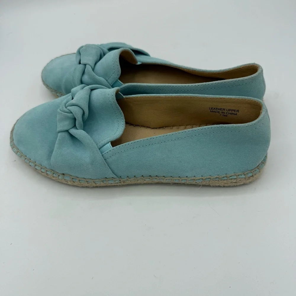 Talbots Izzy Knot Espadrilles Size 7.5 Shoes Aqua Suede Slip On Women’s